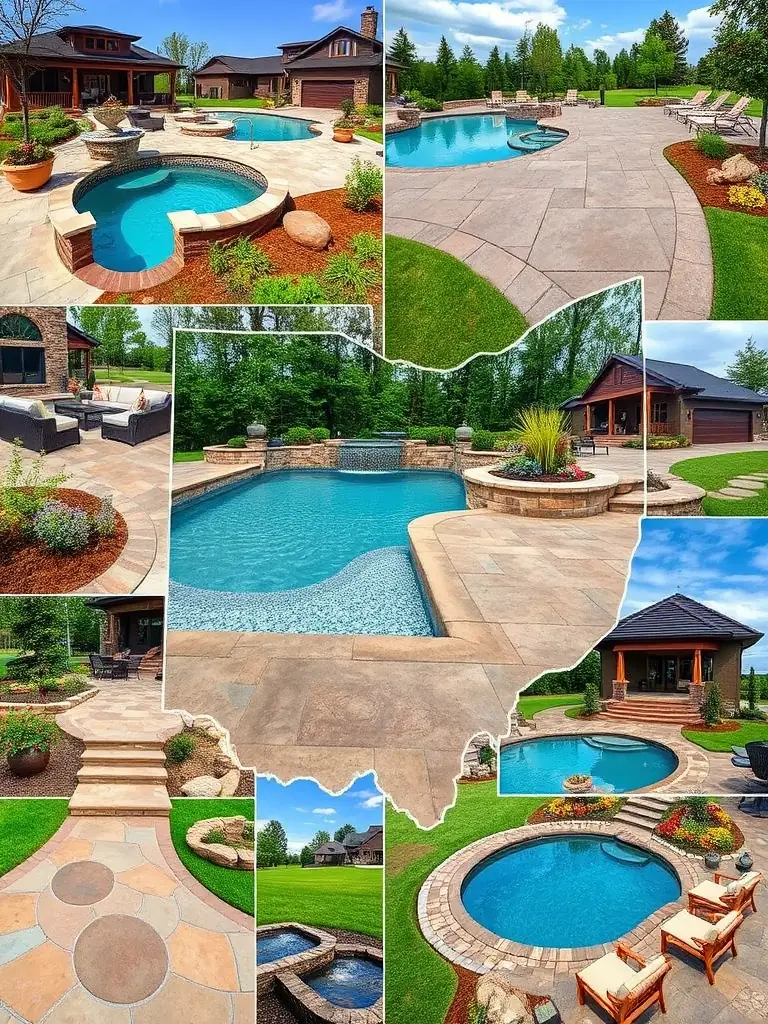 A collage of images showcasing various completed concrete projects in Northeast Ohio and Pittsburgh, PA, demonstrating the company's local expertise and portfolio.