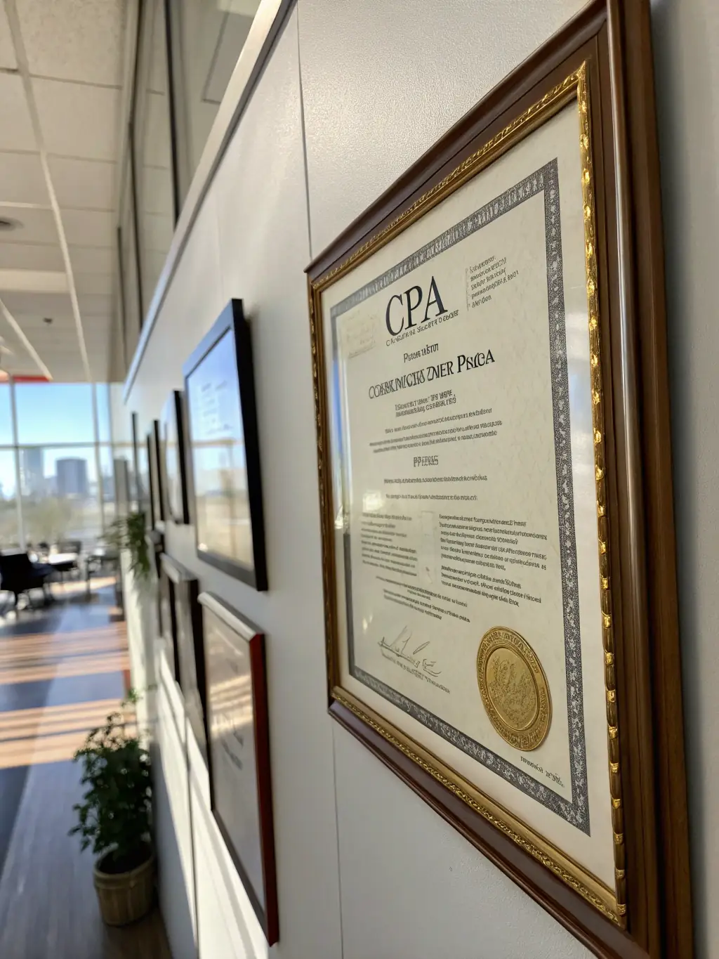 A close-up shot of a business license and insurance certificate displayed on an office wall, emphasizing the company's commitment to legal compliance and customer protection.